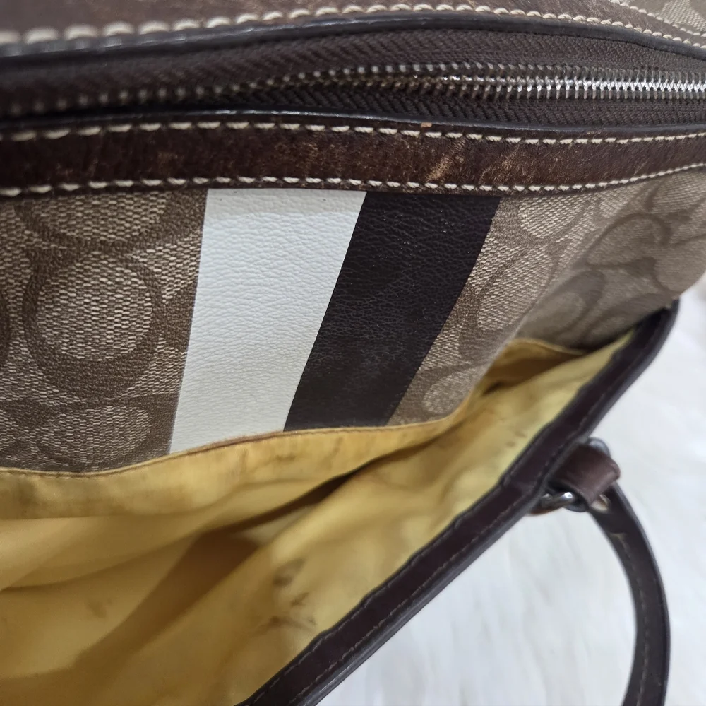 🤎▪️Coach ▪️ Heritage Stripe Signature Satchel (model F14478)  [2010 Year]